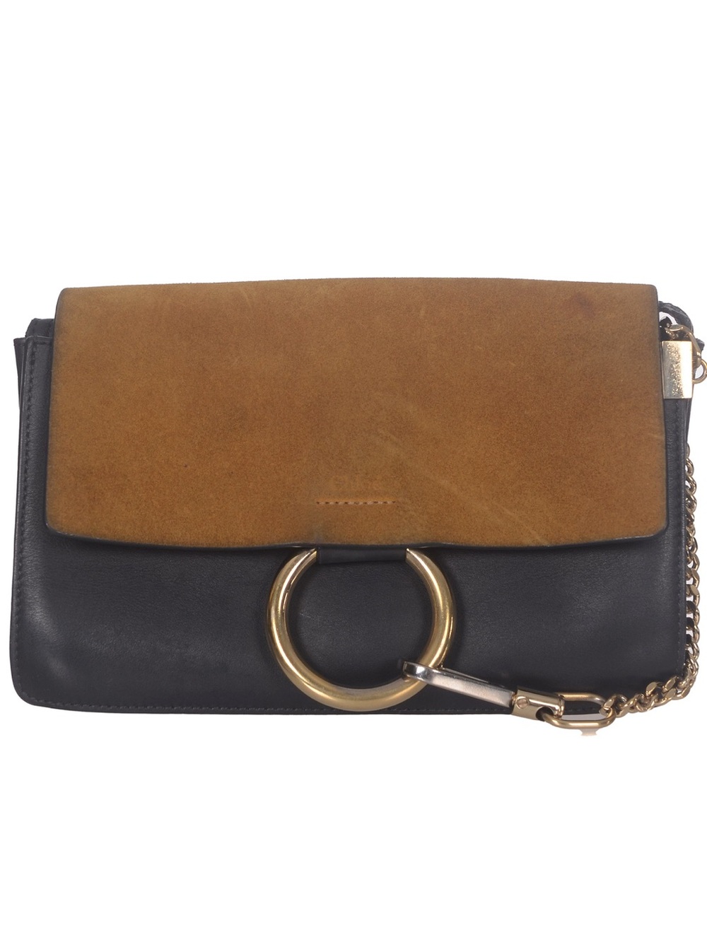 ♥️ Chloe Faye Women's Two-Tone Suede & Leather Shoulder Bag with Gold Ring♥️